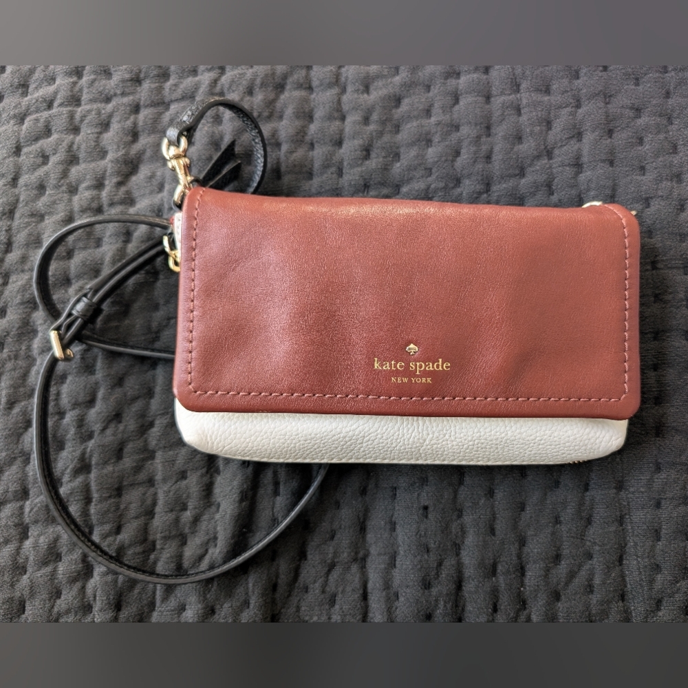 NWOT Kate Spade Brown and White Crossbody Bag